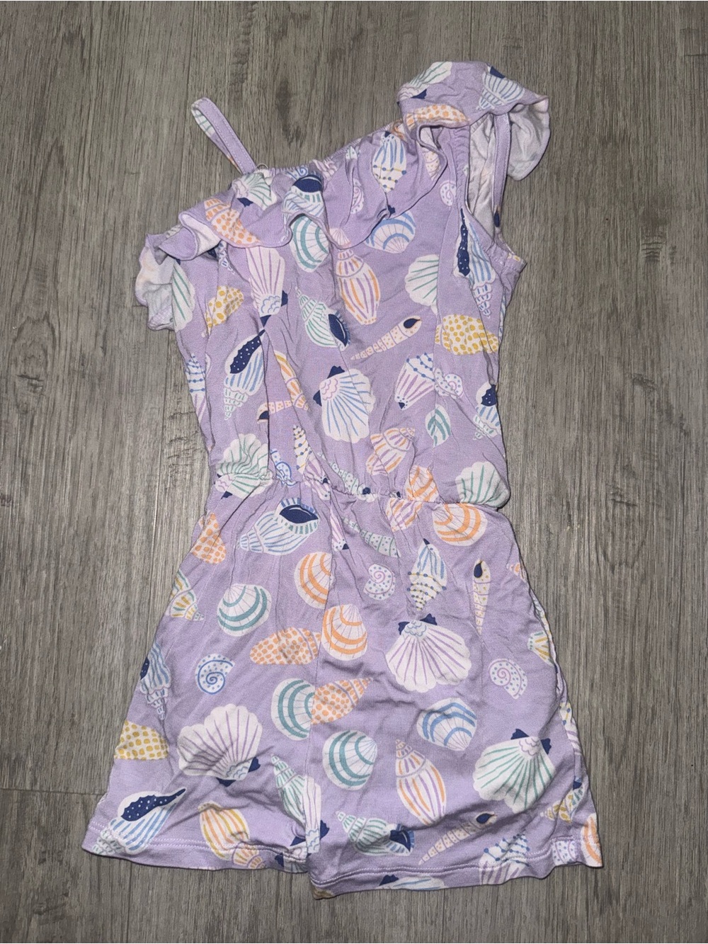 Little Sleepies Lavender Shell-Print One-Piece Romper - Picture 2 of 4